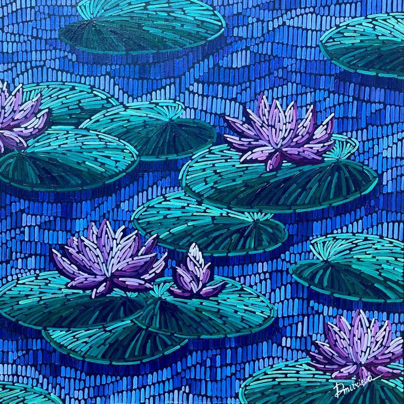 Painting lotus roses by Dmitrieva Daria | Painting Impressionism Acrylic Nature