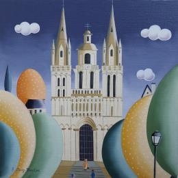 Painting Cathédrale Saint Maurice by Davy Bouttier Elisabeth | Painting Naive art Oil Architecture