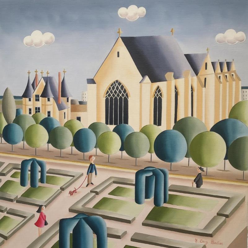 Peinture Angers, la chapelle St Jean-Baptiste  par Davy Bouttier Elisabeth | Tableau Art naïf Huile Architecture