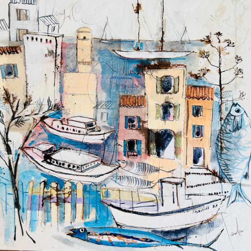 Peinture Marseille BB par Colombo Cécile | Tableau Art naïf Paysages Marine Scènes de vie Aquarelle Acrylique Collage Encre Pastel