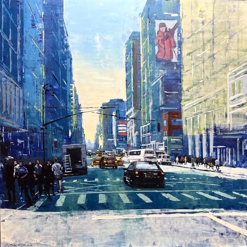 Peinture Sunny 7th Avenue par Faveau Adrien | Tableau Figuratif Huile Urbain