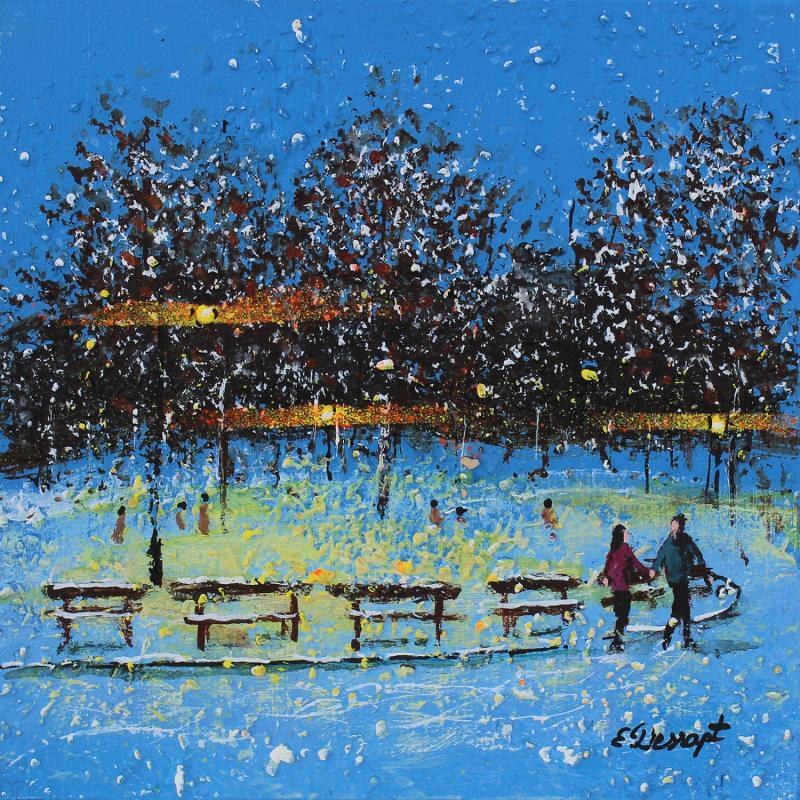 Painting Romance sur glace by Dessapt Elika | Painting Impressionism Acrylic Sand