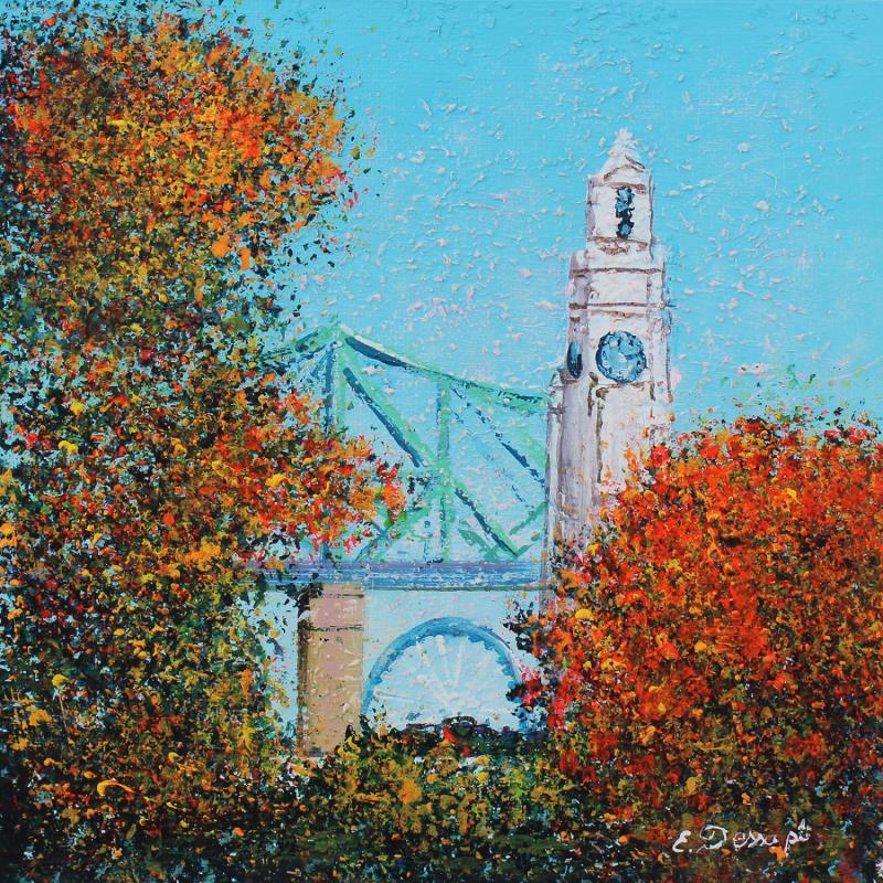 Peinture Pont Jacques-Cartier. par Dessapt Elika | Tableau Impressionnisme Acrylique Sable