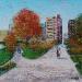 Peinture Montréal urbain  par Dessapt Elika | Tableau Impressionnisme Acrylique Sable