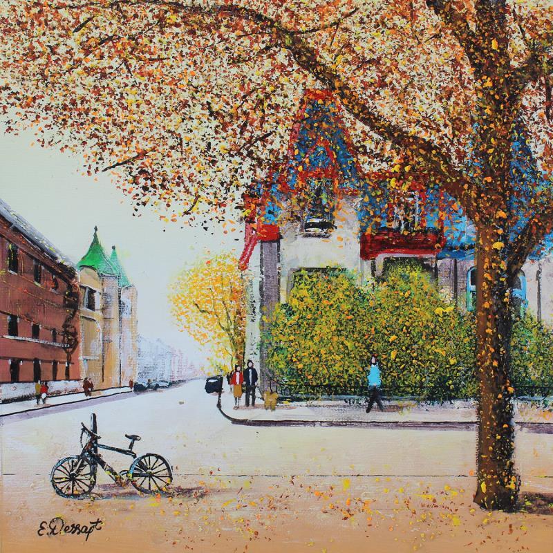 Peinture Éclats d'automne au Carré Saint-Louis par Dessapt Elika | Tableau Impressionnisme Acrylique, Sable