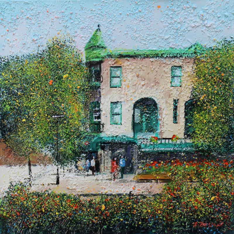 Painting Café Olimpico by Dessapt Elika | Painting Impressionism Acrylic, Sand