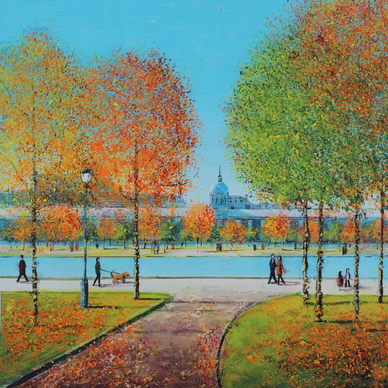 Peinture Balade  automnale vers le Marché Bonsecours par Dessapt Elika | Tableau Impressionnisme Acrylique, Sable