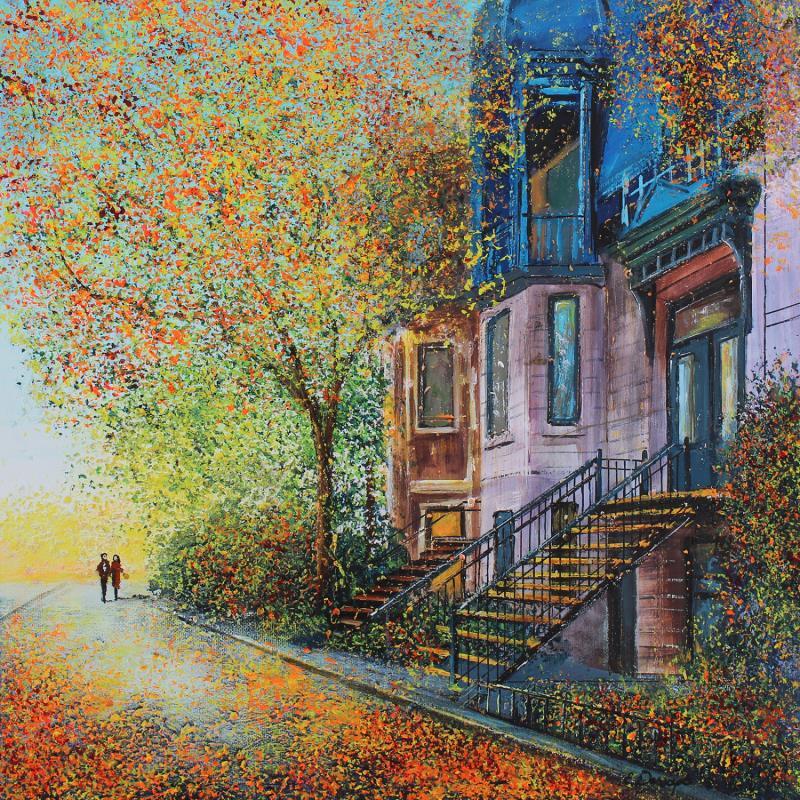 Peinture L'automne au  plateau Mont-Royal par Dessapt Elika | Tableau Impressionnisme Acrylique, Sable