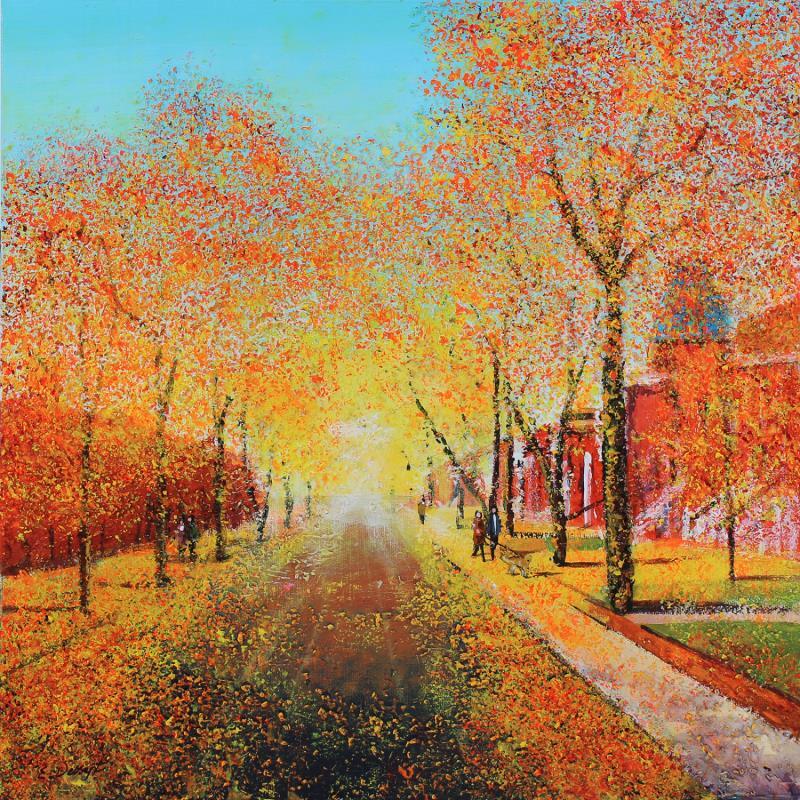 Peinture Quand Montréal s'habille d'or par Dessapt Elika | Tableau Impressionnisme Acrylique, Sable