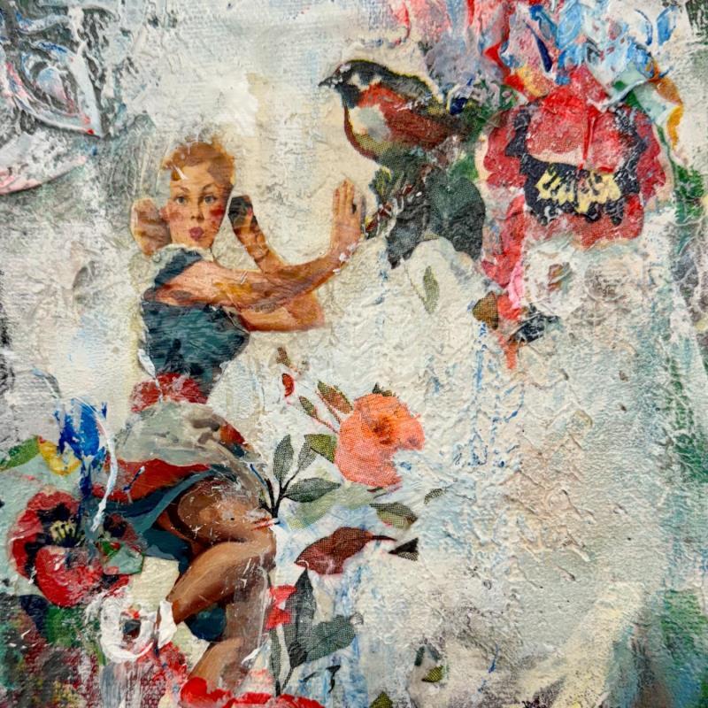 Peinture L'ami fidèle par Bergeron Marie-Josée | Tableau Surréalisme Huile Acrylique Collage