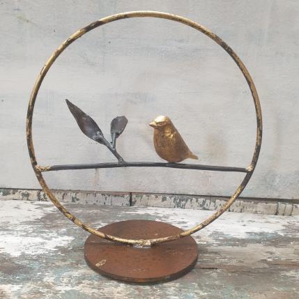 Sculpture oiseau sur branche 2 by Eres Nicolas | Sculpture Figurative Metal Animals