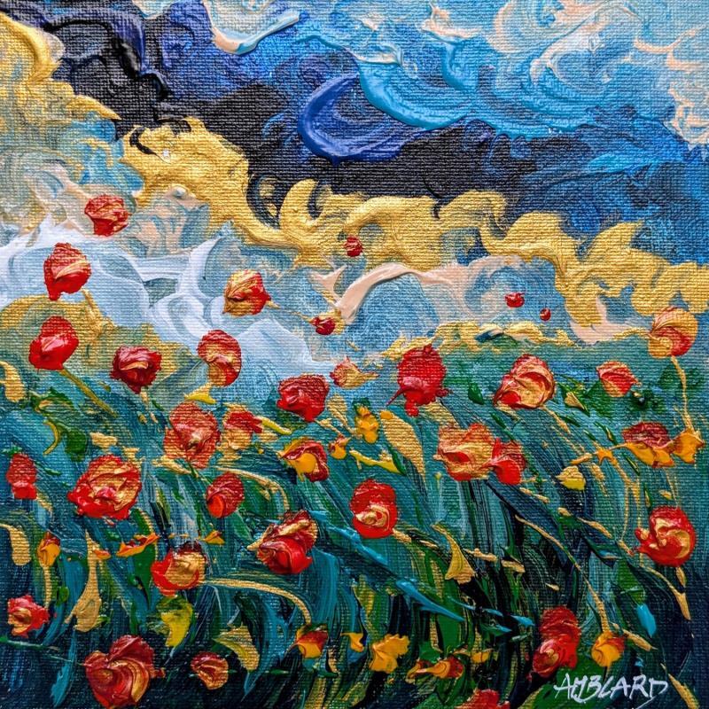 Painting Le nuage bleu et or by Amblard Florence | Painting Impressionism Acrylic Landscapes, Nature, Pop icons