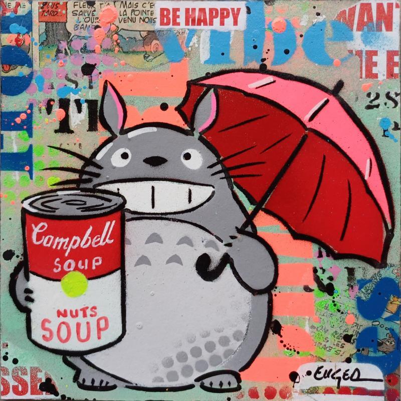 Gemälde BE HAPPY von Euger Philippe | Gemälde Pop-Art Pop-Ikonen Acryl Collage