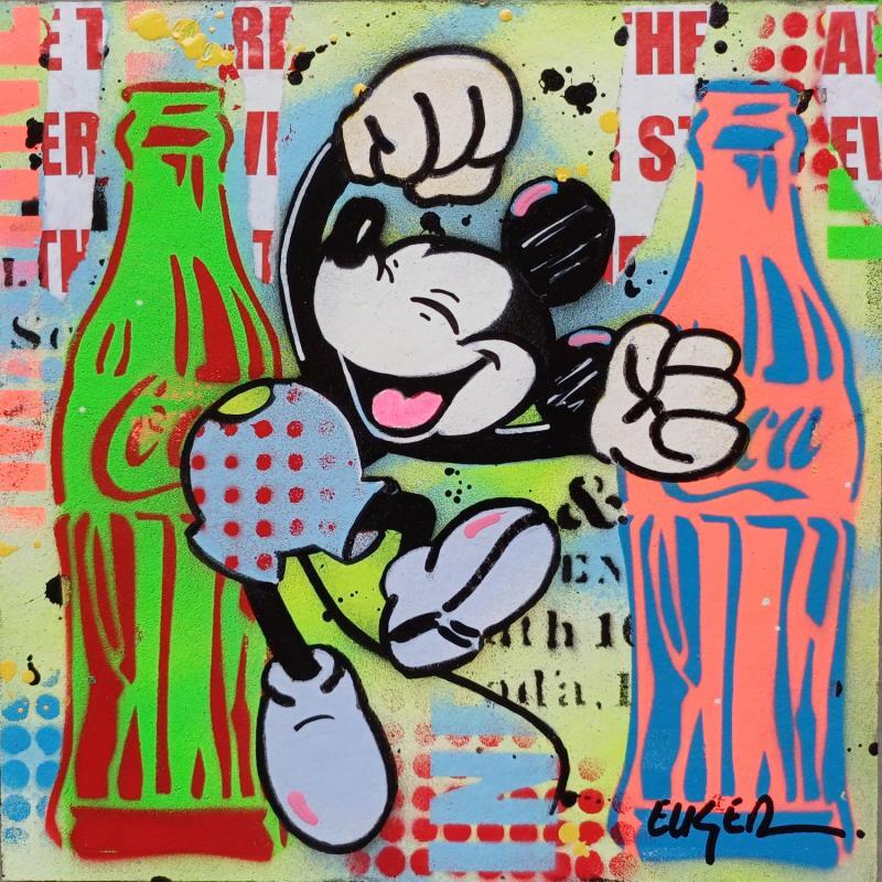 Gemälde POP COCA AND MOUSE von Euger Philippe | Gemälde Pop-Art Pop-Ikonen Acryl Collage