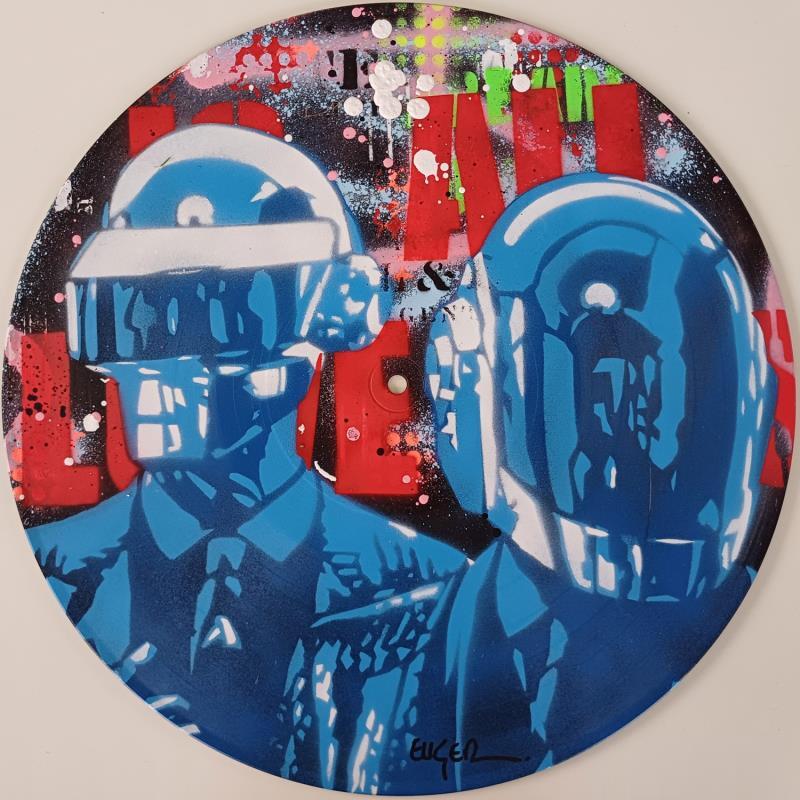 Gemälde DAFT PUNK VINYLE von Euger Philippe | Gemälde Pop-Art Pop-Ikonen Acryl