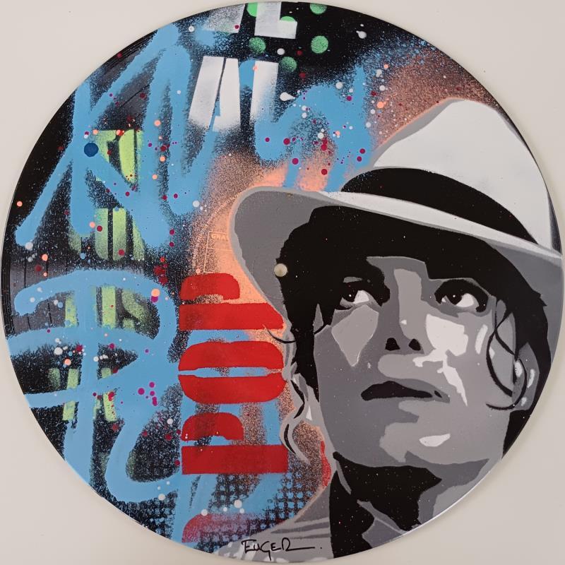 Gemälde MICKAEL JACKSON VINYLE von Euger Philippe | Gemälde Pop-Art Pop-Ikonen Acryl