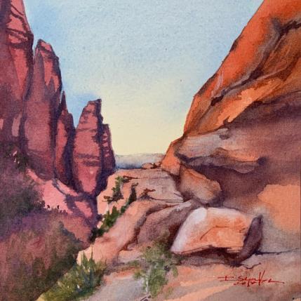 Painting Sedona, 243 by Seruch Capouillez Isabelle | Painting Figurative Watercolor Landscapes, Nature, Urban