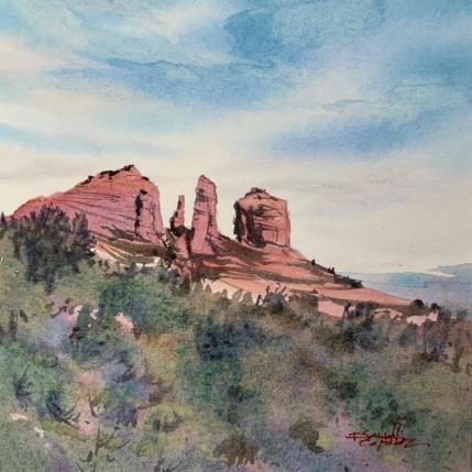 Painting Sedona, 244 by Seruch Capouillez Isabelle | Painting Figurative Watercolor Landscapes, Nature, Urban