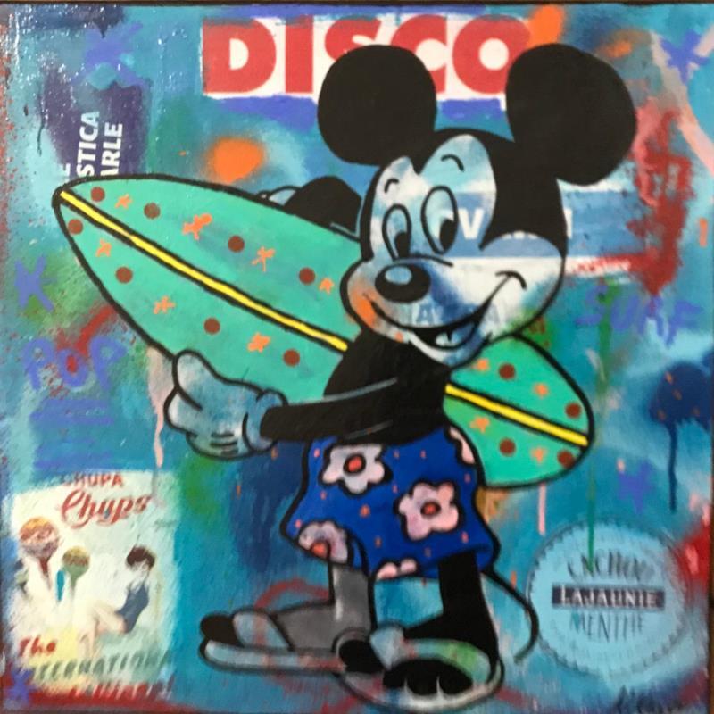 Painting Mickey surf by Kikayou | Painting Pop-art Acrylic, Gluing, Graffiti Pop icons