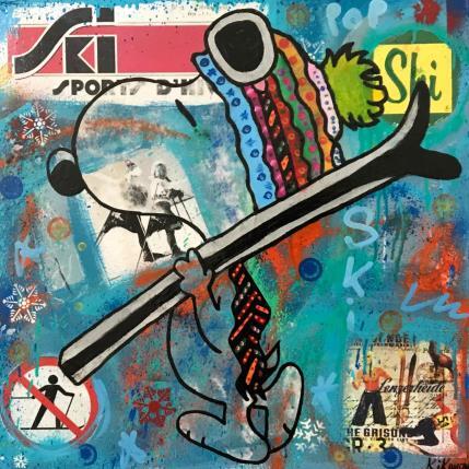 Painting Snoopy ski by Kikayou | Painting Pop-art Acrylic, Gluing, Graffiti Pop icons