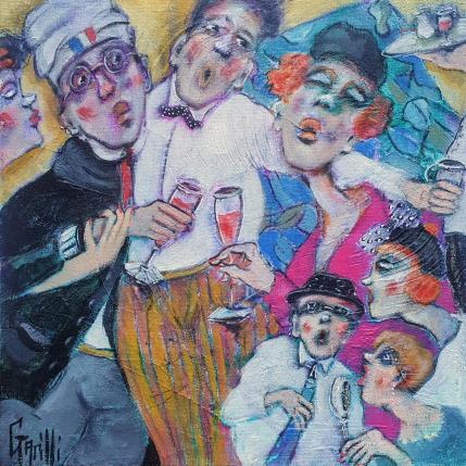 Painting Tchin-tchin en musique  by Garilli Nicole | Painting Figurative Acrylic Life style