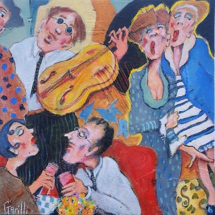 Painting Retrouvailles sur notes jazzy by Garilli Nicole | Painting Figurative Acrylic Life style