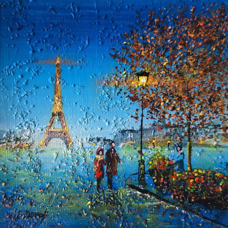 Painting Une fleuriste à Paris by Dessapt Elika | Painting Impressionism Acrylic Sand