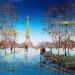 Painting Tour eiffel, fleurs & calèche by Dessapt Elika | Painting Impressionism Acrylic Sand