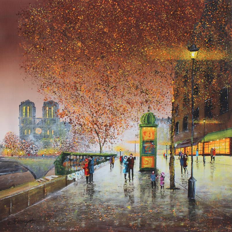 Painting Balade automnale à Notre-Dame by Dessapt Elika | Painting Impressionism Acrylic, Sand