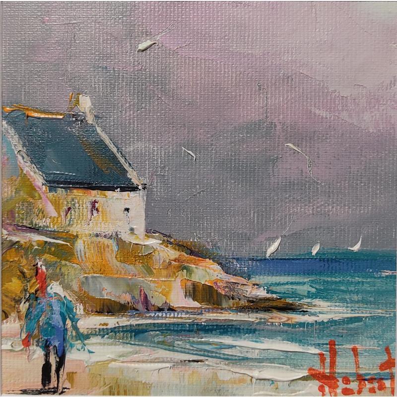 Painting En Bretagne by Hébert Franck | Painting Figurative Oil Landscapes, Marine