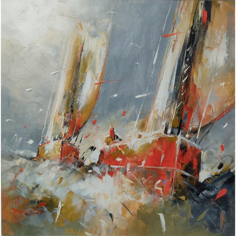 Painting La course by Hébert Franck | Painting Figurative Landscapes Marine Oil