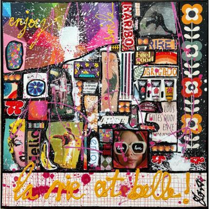 Painting La Vie est Belle by Costa Sophie | Painting Pop-art Acrylic, Gluing, Upcycling