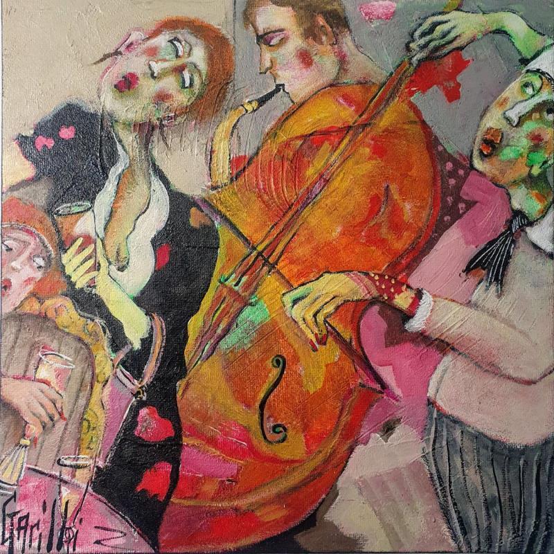 Painting Folle nuit en musique by Garilli Nicole | Painting Figurative Life style Acrylic