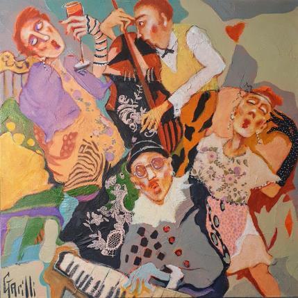 Painting Crasy cabaret evening by Garilli Nicole | Painting Figurative Acrylic Life style