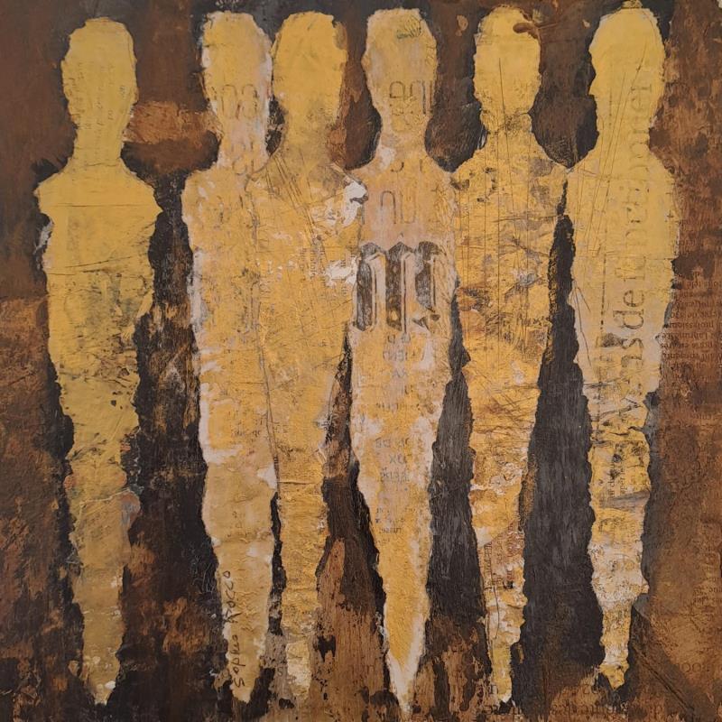 Painting Ambre by Rocco Sophie | Painting Raw art Acrylic, Gluing, Gold leaf, Paper, Sand