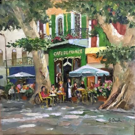 Painting Le café de France  by Dontu Grigore | Painting Figurative Oil Urban