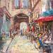 Peinture Les cafés dans le passage  par Dontu Grigore | Tableau Figuratif Urbain Huile