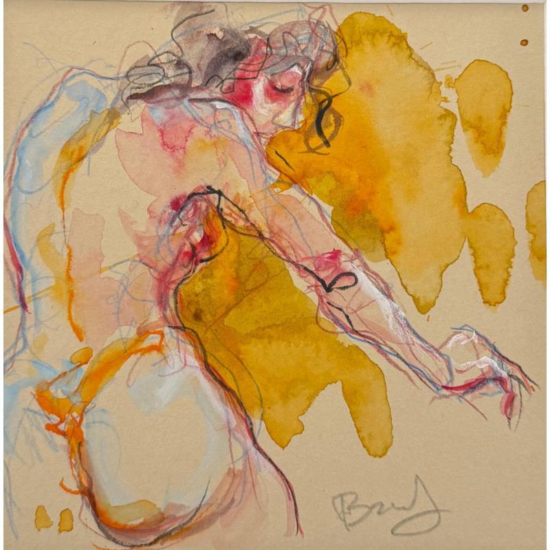 Painting Aurora en appui by Brunel Sébastien | Painting Figurative Nude Watercolor