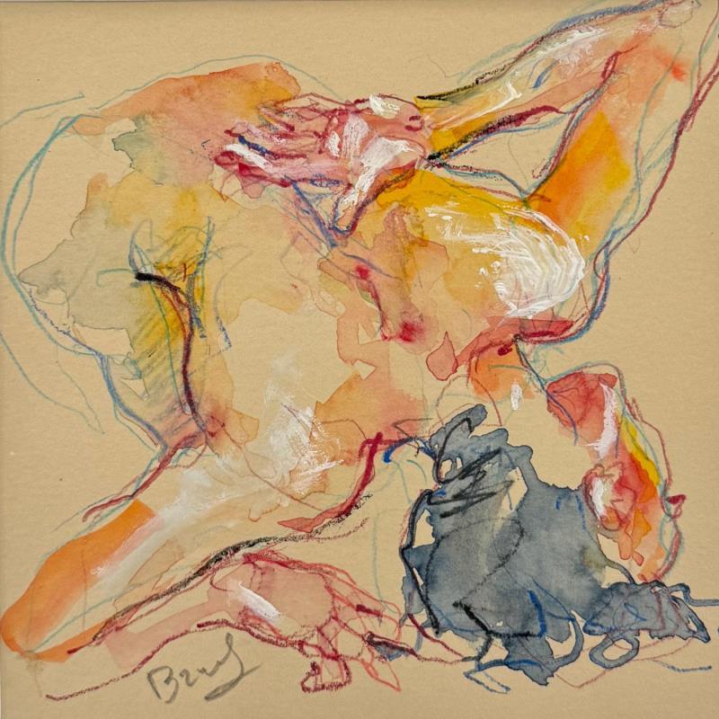 Painting Marine main dans le dos by Brunel Sébastien | Painting Figurative Nude Watercolor