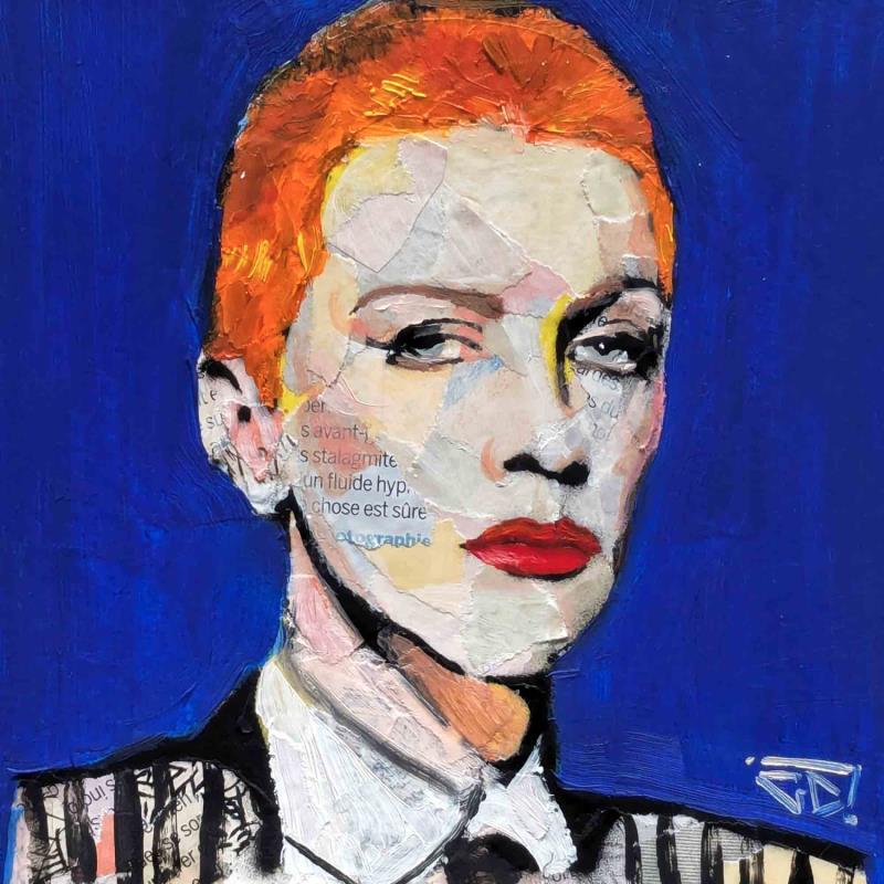 Painting Annie Lennox Eurythmics by G.C.Popartist | Painting Pop-art Acrylic, Gluing, Ink, Oil, Paper, Upcycling Music, Pop icons, Portrait