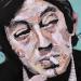 Peinture Serge Gainsbourg par G. Carta | Tableau Pop-art Portraits Musique Icones Pop Huile Acrylique Collage Encre Upcycling Papier