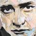 Peinture Johnny Cash par G. Carta | Tableau Pop-art Portraits Musique Icones Pop Huile Acrylique Collage Encre Upcycling Papier