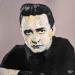 Peinture Johnny Cash par G. Carta | Tableau Pop-art Portraits Musique Icones Pop Huile Acrylique Collage Encre Upcycling Papier