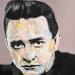 Peinture Johnny Cash par G. Carta | Tableau Pop-art Portraits Musique Icones Pop Huile Acrylique Collage Encre Upcycling Papier