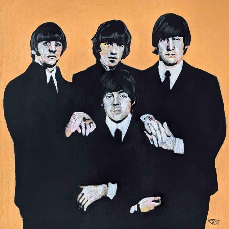 Painting The Beatles by G.C.Popartist | Painting Pop-art Acrylic, Gluing, Ink, Oil, Paper, Upcycling Music, Pop icons, Portrait