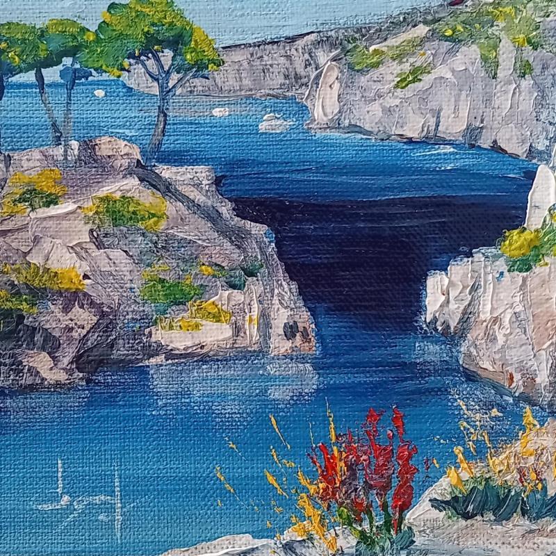 Painting Les calanques ensoleillées by Degabriel Véronique | Painting Realism Landscapes Marine Nature Oil