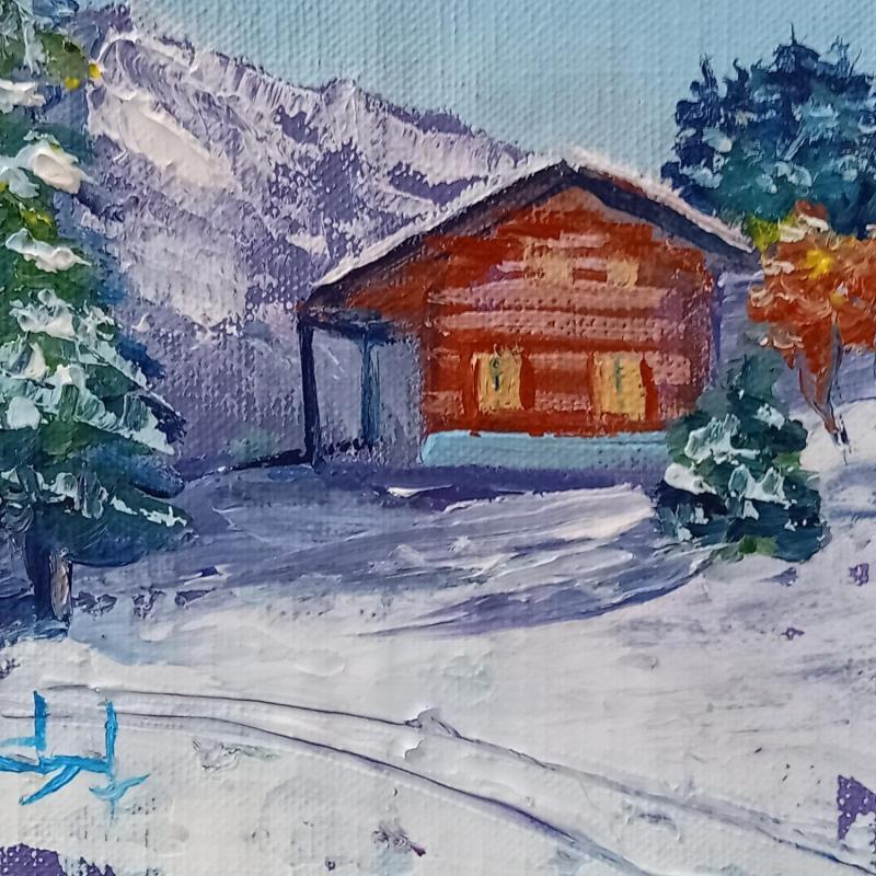 Painting Petit chalet en montagne  by Degabriel Véronique | Painting Figurative Landscapes Nature Oil