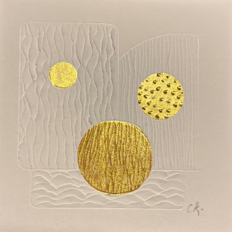 Painting Float in the sunset by Caitrin Alexandre | Painting Abstract Architecture Minimalist Ink Gold leaf Paper