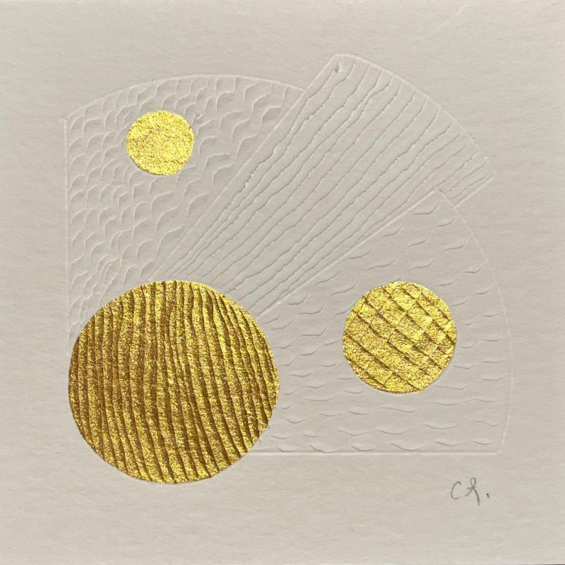 Painting Sun Rays Shine by Caitrin Alexandre | Painting Abstract Landscapes Architecture Minimalist Ink Gold leaf Paper