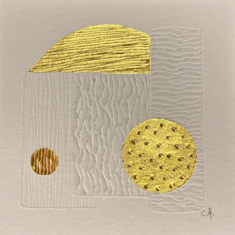 Painting Sunny Beach by Caitrin Alexandre | Painting Abstract Landscapes Architecture Minimalist Ink Gold leaf Paper